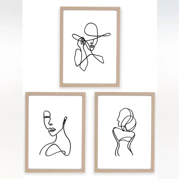 11x14 Inch Framed Minimalist Wall Art Set with Lady's Body Line Art for Room - Picture 2 of 9